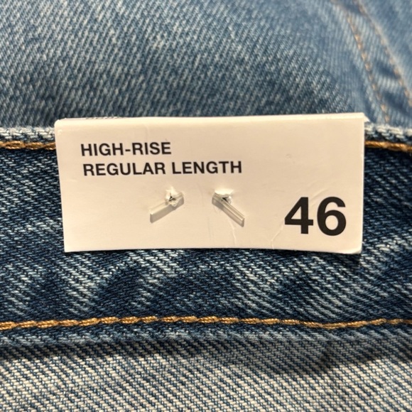 ZARA Sz 14 Jeans High Rise Bootcut Mid-Wash 100% Cotton Slight Distressing NEW - Picture 11 of 13